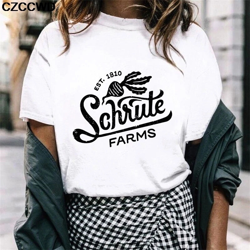 

Poleras Mujer De Moda 2019 Summer T Shirt Women Schrute Farms Print Vogue Harajuku Tshirt Plus Size Gothic Tshirt Camiseta Mujer
