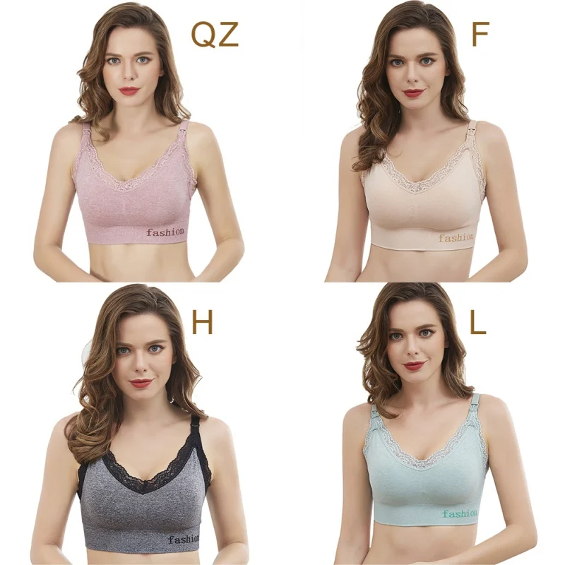

2019 Color Cotton Lace Side Upper Opening Buckle No Steel Ring Nursing Bra Nursing Bra Pregnant Women Underwears