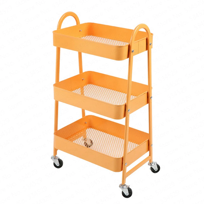  Mobile Racks Carts Wheeled Bedroom Kitchen Storage Beauty Multilayer Push Storage Shelf Rolling Car - 4000475274449