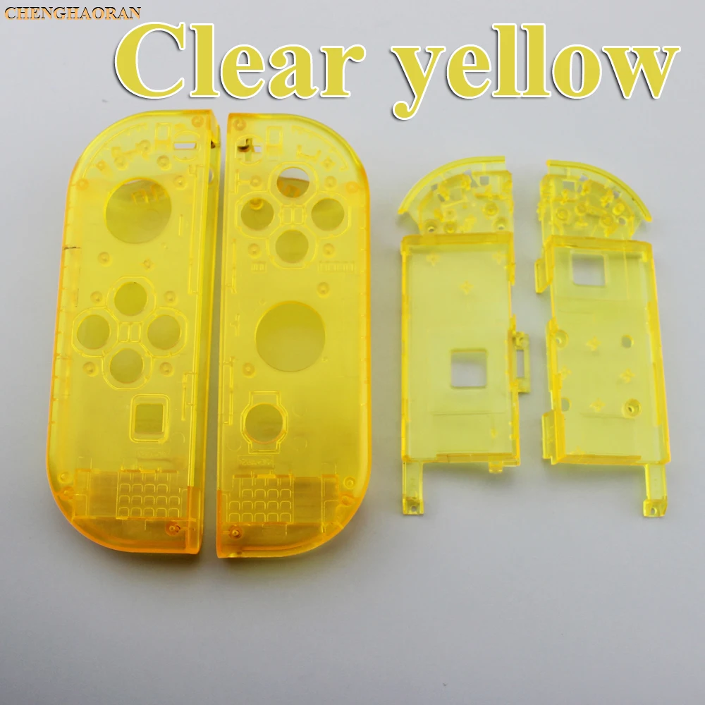 S Clear Yellow 1 комплект, 23 Цвета, сменный корпус, жесткий чехол для nintendo Switch NS Joy-Con, контроллер, зеленая Лицевая панель, крышка для joycon - Цвет: S Clear Yellow