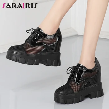 

SaraIris Lady Fashion Solid Lace Up Pumps Hollow Platform Chunky Heel Cool Pumps Women Designer Brand Shoes Woman