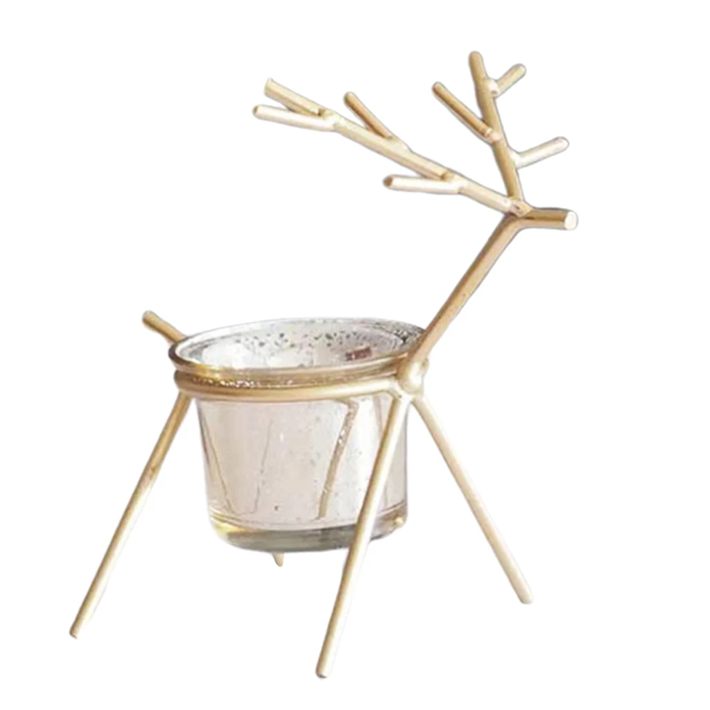 Cute Iron Reindeer Candle Holder Tealight Holder Table Centerpieces Christmas Decoration Photo Prop Home Bar Cafe Ornament