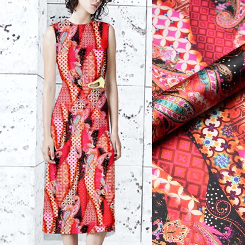 118 см шириной 19 мм специальный принт 93% шелк и 7% спандекс стрейч шелк атласная ткань для летнего платья куртка D1083