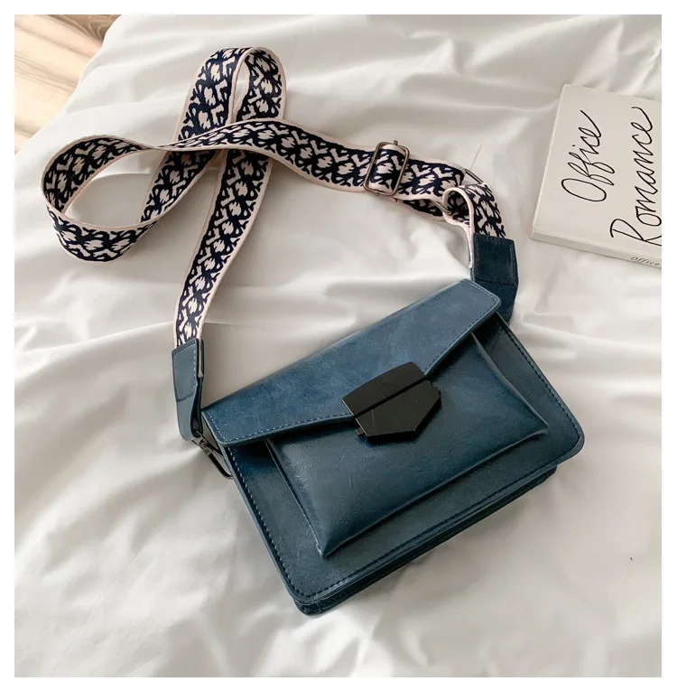 blue shoulder bag Qiaoduo новые мини сумки для женщин Мода ins ультра огонь Ретро Широкий плечевой ремень сумка кошелек простой стиль сумки через плечо - Цвет: blue shoulder bag