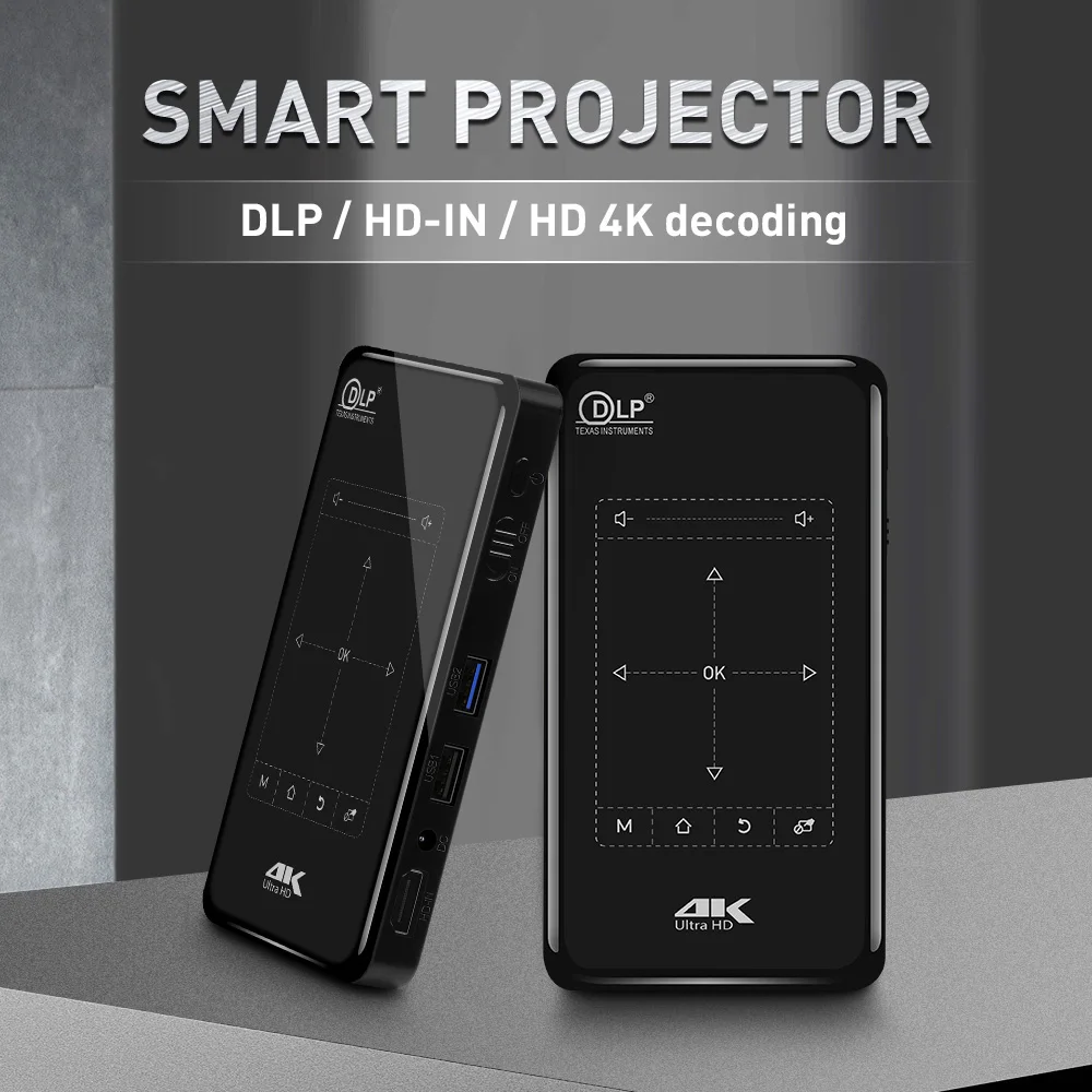 P09-II 휴대용 DLP 미니 포켓 프로젝터, 홈 시네마 LED 비디오 프로젝터, 안드로이드 9.0, 2GB RAM, 32GB WIFI5, BT4.2, 4K HD 비머, 신제품