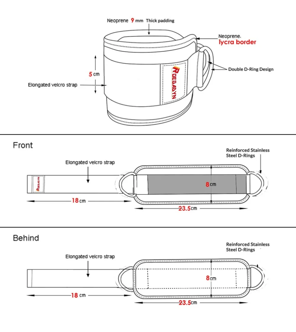 ROEGADYN двойное d-образное кольцо Регулируемый 2 шт. фитнес-ремень для защиты лодыжки ног тренажерный зал тренировки подъема хип-кабель ножной ремень с веревочной сумкой