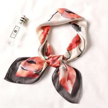 

Floral Scarf Women Silk Neck Scarves Foulard Shawls Head Wraps Square Pashmina Kerchief 2020 Spring New