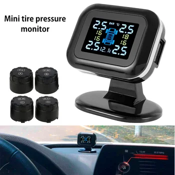 

IP67 Waterproof Wireless USB TPMS LCD Car Mini Tire Pressure Monitoring System with 4 External Sensors