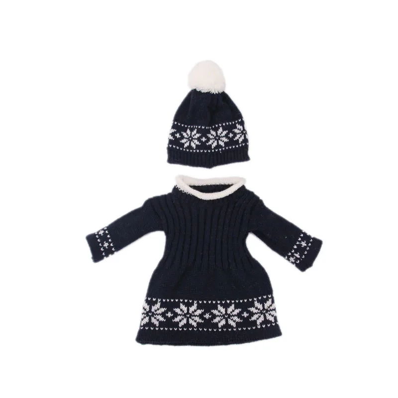 Кукольный свитер комплект одежды = шляпа+ Платья-свитеры для 18-дюймовые с капюшонами в американском и 43 см для ухода за ребенком для мам для новорожденных нашего поколения на Рождество и день рождения для девочек игрушка