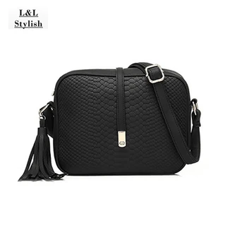 

L&L Stylish small shoulder bag for women messenger bags ladies retro PU leather handbag purse with tassels female crossbody bag