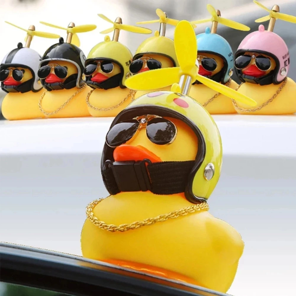 Lovely Duckling In The Car Ornament With Helmet Chain Car Interior  Accessories Decorations Auto Dashboard Toys Duck In The Car - Ornaments -  AliExpress