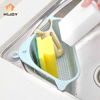

Triangular Sink Strainer Set Kitchen Drainer Vegetable Fruit Drainer Basket Suction Cup Sponge Holder Storage Rack Sink Filter