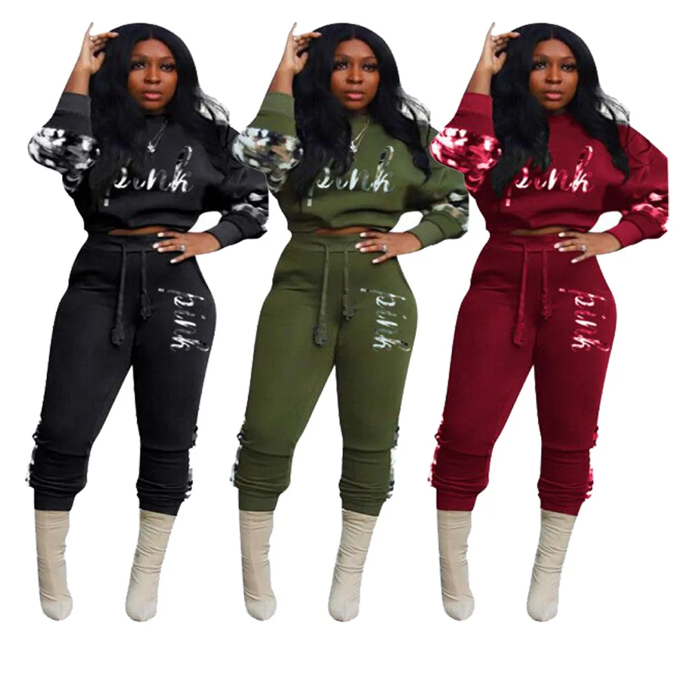 

2020 Winter Women sets O-Neck Full Sleeve Top Pants Suits Camouflage Print Two Piece Set Casual Tracksuits Fitness Outfits H1272