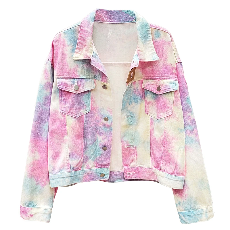 

Fashion Graffiti Appliques Hip Hop Jeans Jacket Women Spring Autumn Washing Material Denim Jackets Unisex Casual Streetwear
