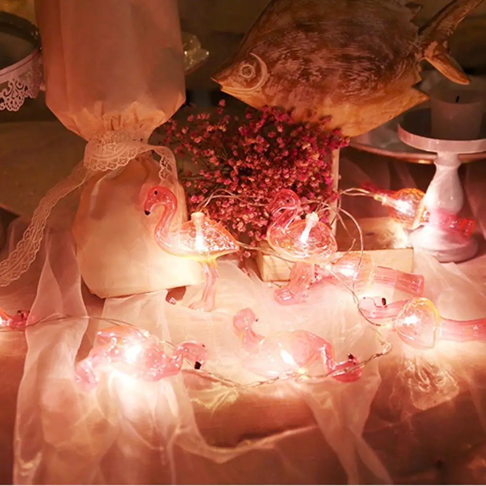 80 шт. светодиодный светильник-гирлянда в виде фламинго, сказочный светильник, тропические вечерние светильники на свадьбу, день рождения, вечеринку