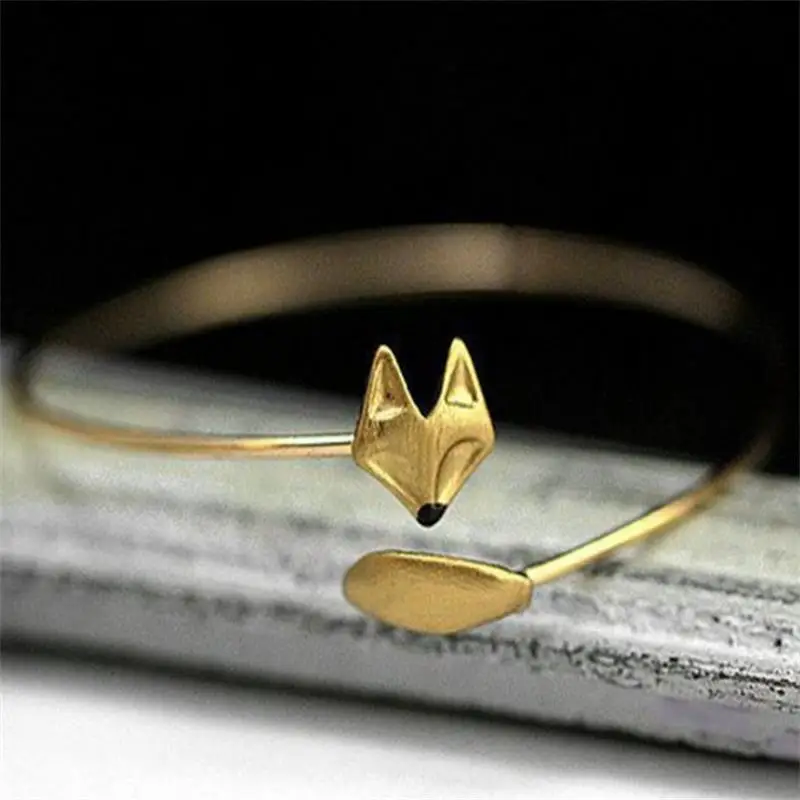 Retro estilo Fox mujeres pulseras Bronzing Animal forma brazalete con carácter fiesta joyería ajustable apertura