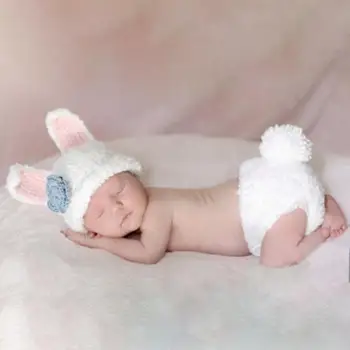 

Newborn Boys Girls Cute Crochet Knit Costume Baby Flower Hat Photo Photography Outfits Prop