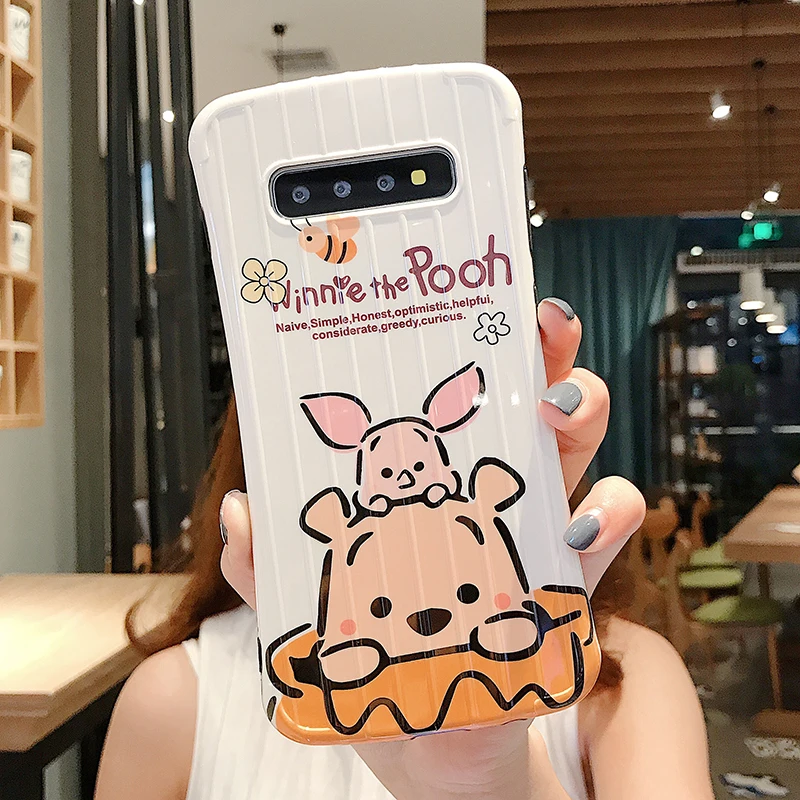 YHBBCASES для samsung Note 10 8 9 мягкий чехол с мультяшным медведем для samsung Galaxy S10 Plus S8 S9 3D тонкая талия Stria чемодан чехлы