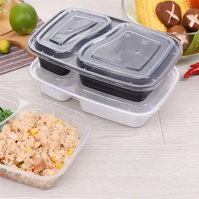 pcs 1000ml Disposable Meal Prep Containers 2 Compartment Food Storage Box Microwave Safe Lunch Boxes Black With Lid Disposable Food Containers Aliexpress