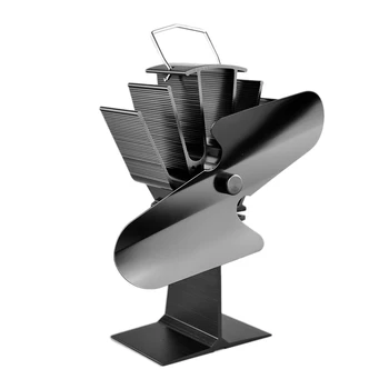 

-Fireplace 2 Blade Heat Powered Stove Fan Log Wood Burner Eco Friendly Quiet Fan Home Efficient Heat Distribution