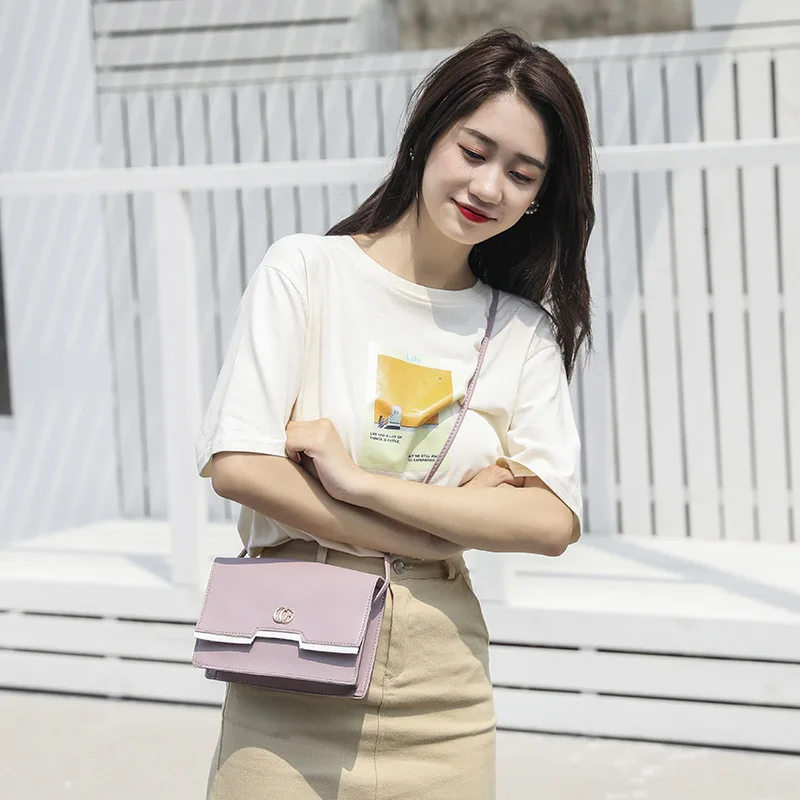 

New Arrival Bag Women's 2020 New Style WOMEN'S Fashion Handbag Simple One-Shoulder Square Sling Bag Contrast Color Versatile Fas
