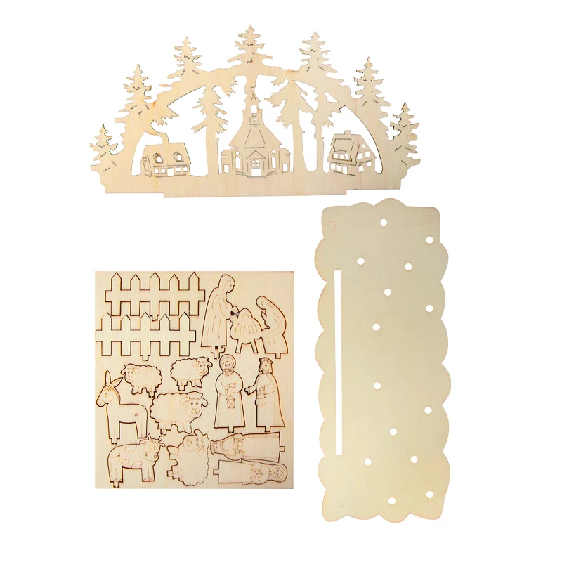 Christmas DIY Table Wooden Ornament 1set for Home