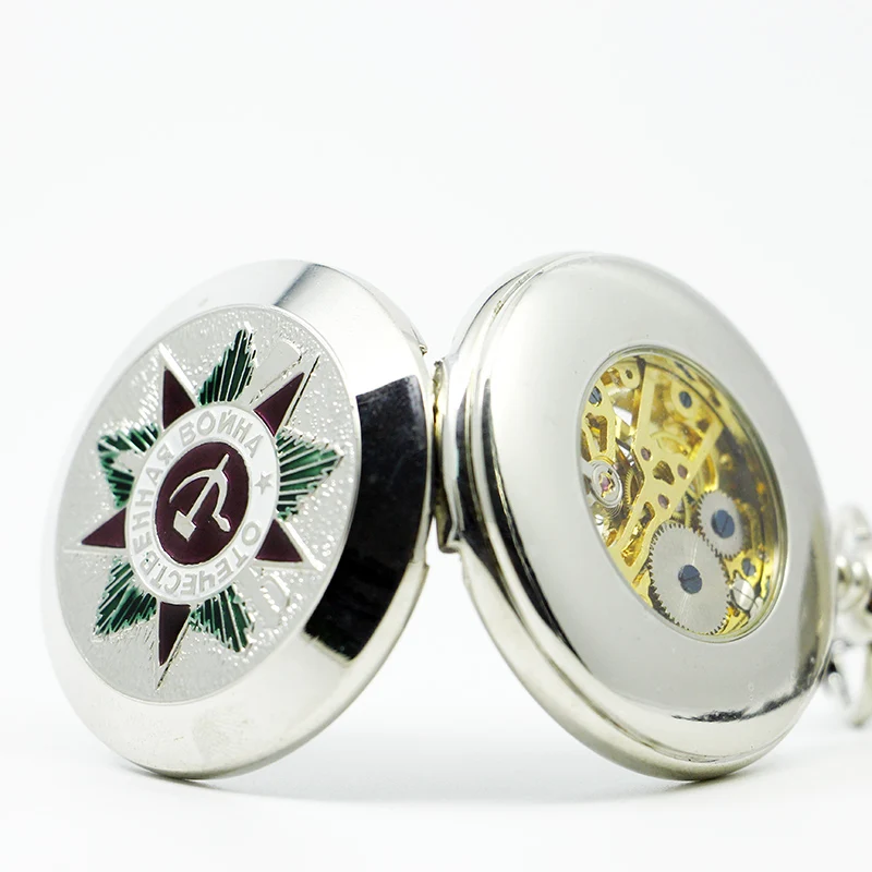 Лидер продаж Серебряная Рука обмотки Для мужчин Для женщин Карманные часы Уникальный Скелет Механические карманные кармашек для часов цепочкой Relogio