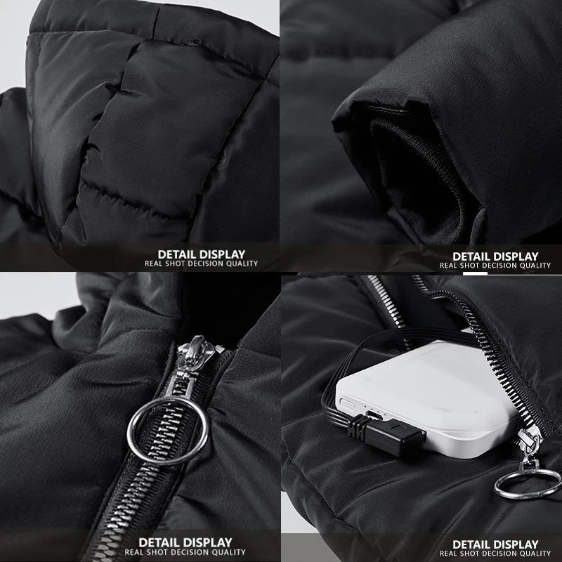PARATAGO, зимняя куртка с подогревом от USB батареи, Мужская электрическая нагревательная куртка Abdo, мужская куртка с подогревом, большой размер, XL-6XL, теплая одежда P914
