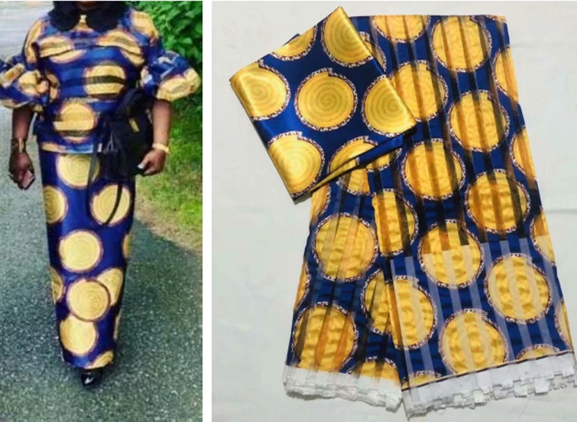 Высокое качество цифровой печатный воск дизайн Африканский атлас Ткань Органза Шелковый узор атласная шелковая ткань для белого цвета вечернее платье