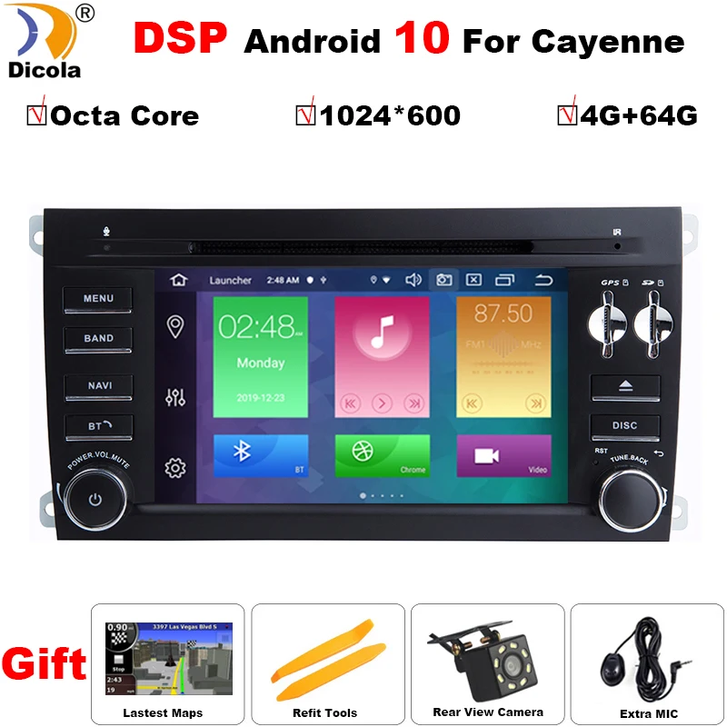 Автомобильный DVD плеер 4 + 64G 7 &quotIPS DSP Android 10 для Porsche Cayenne 2003 2004 2005 2006 2007 2008 2009 2010 DVR TPMS