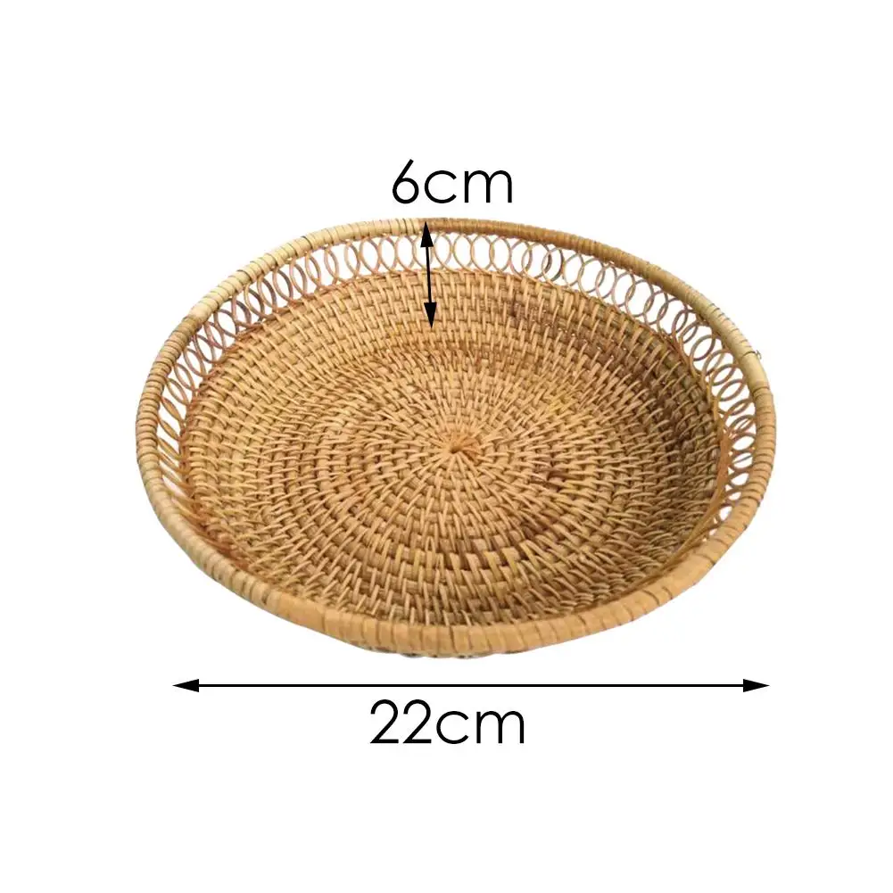 Wicker Basket Handmade Storage Basket Hand-woven Rattan Fruit Basket Snack Candy Storage Organizer Tableware Home Decoration