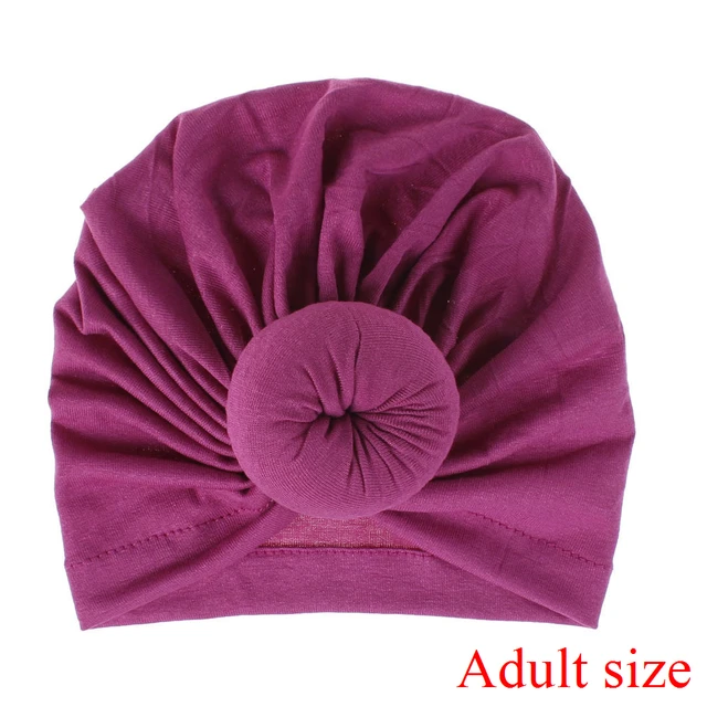 Fashion Mommy and Baby Cotton Round Ball Flower Hat Women Caps Girls Newborn Turban Knot Kids Adult Headwear Hair Accessories 25adult size