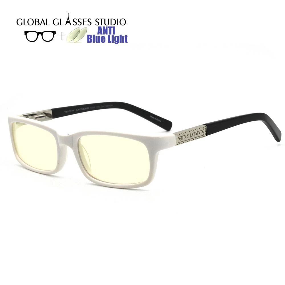 Anti Blue Light Blocking Glasses Acetate Optical White Frame Black Leg Men Lady Computer Eyeglasses Rm00479 C3 Women S Blue Light Blocking Glasses Aliexpress