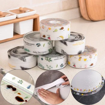 

3.8cmx320cm Kitchen Sink Bathroom Wall Sealing Tape Transparent PVC Wall Corner Bathroom Toilet Gap Strip Mildew Line Stickers