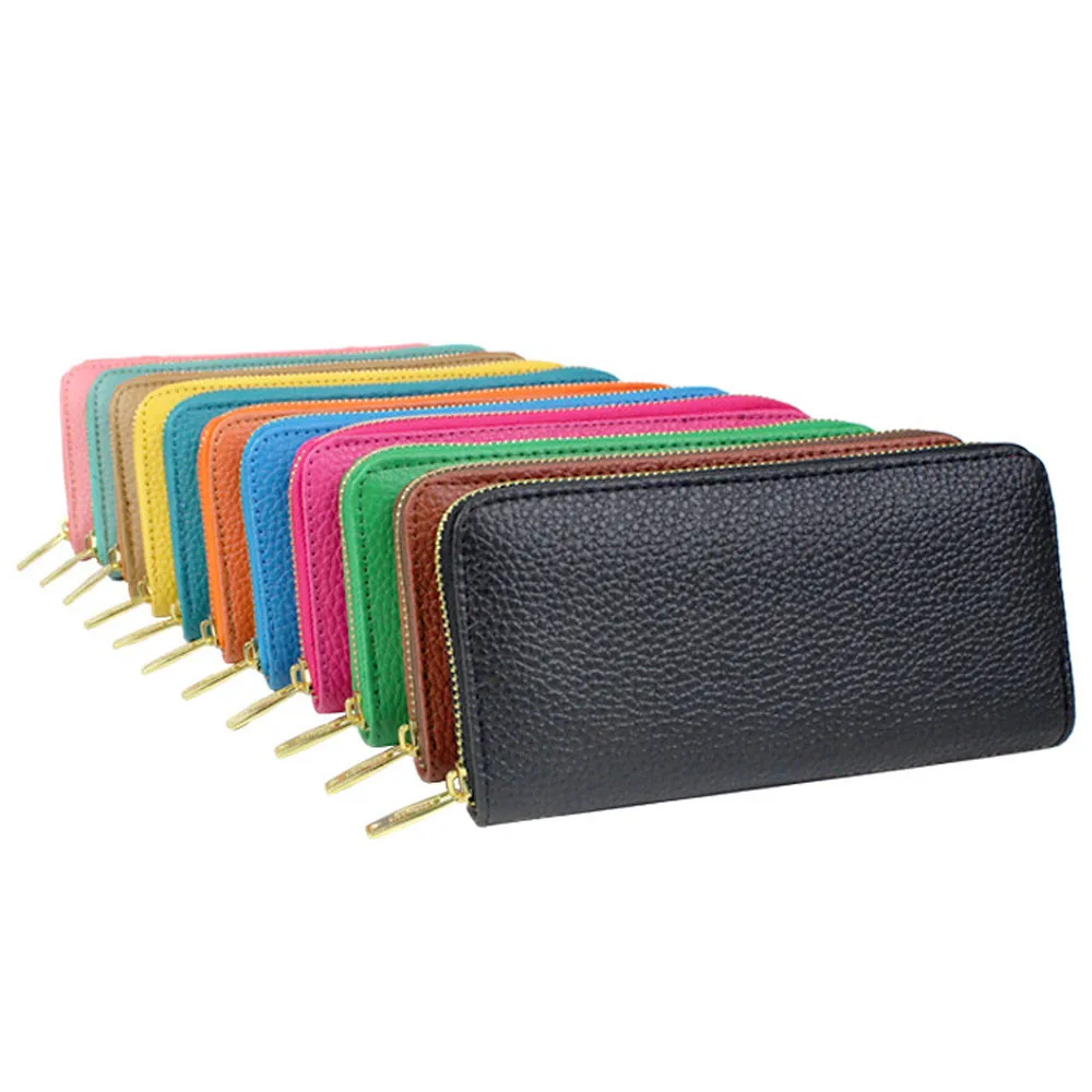 

MAIOUMY Fashion Women Leather Zipper Wallet Clutch Card Holder Purse Lady Long Handbag Women Many Departments Clutch Wallets