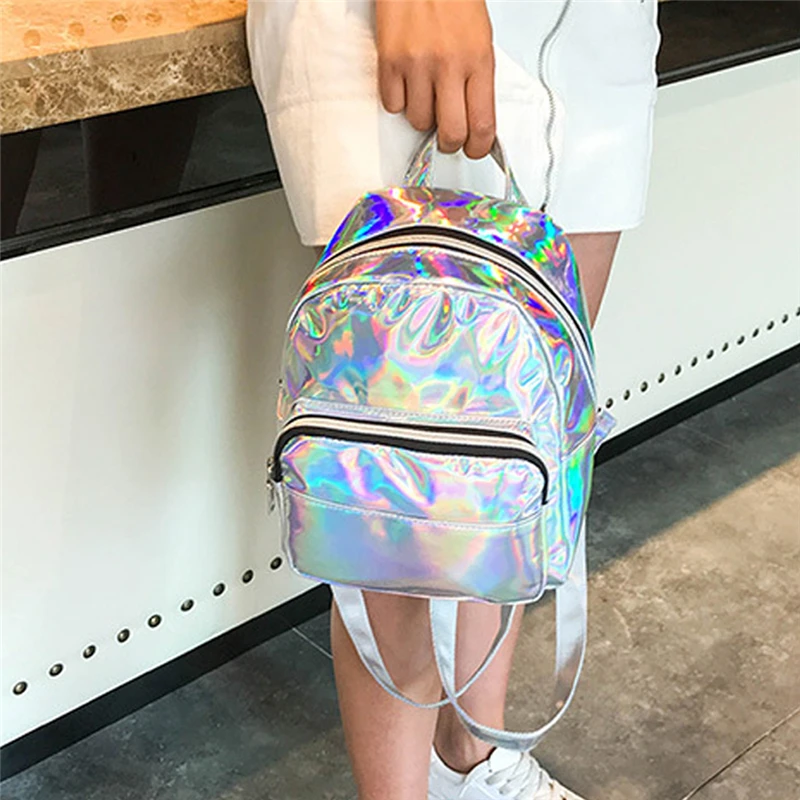 Mochila moda 2020 color rosa plateado con láser, bolsa holográfica para niñas y mujeres, mochila para chicas adolescentes, mochilas escolares informales| | - AliExpress