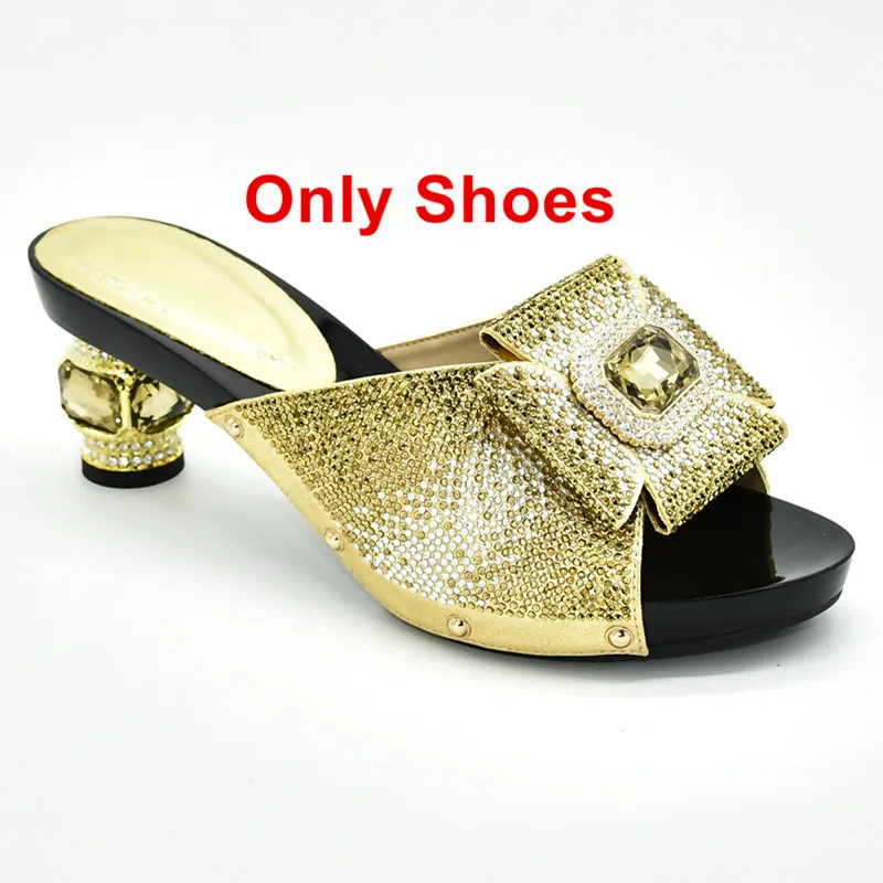 Gold Shoes Only Розовые итальянские туфли и сумочка в комплекте для женщин; Итальянские женские свадебные туфли высокого качества в африканском стиле; комплект из туфель и сумочки в африканском стиле - Цвет: Gold Shoes Only