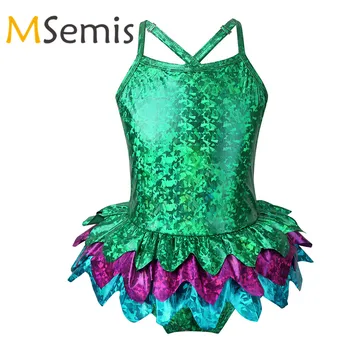 

Kids Girls Mermaid Shiny Swimsuit Metallic One-piece Glossy Swimwear Surfing Bathing Suit Clothes Children's Swimming Suit