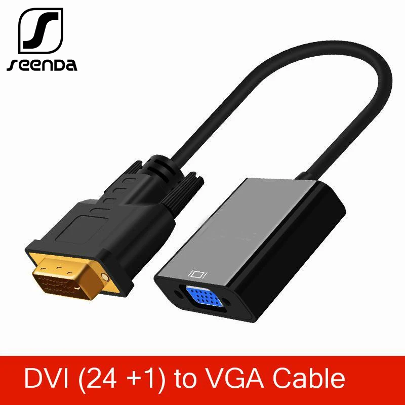 

SeenDa 1080P DVI Male to VGA Female Video Converter Adapter DVI 24+1 25 Pin DVI-D to VGA Adapter Cable for TV PC Display