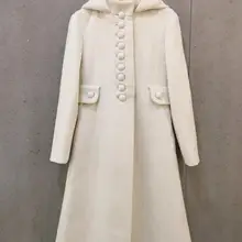 Высококачественная Женская Роскошная шерстяная куртка с капюшоном, верхняя одежда, женское теплое тонкое пальто, 2 цвета, rmsx 12,2