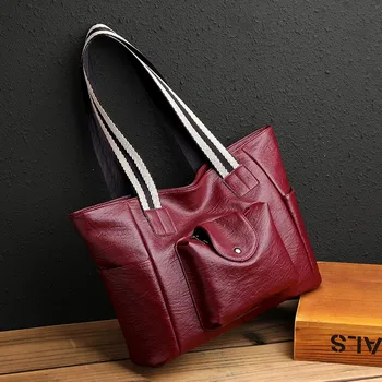 

Winter Large PU Leather Shoulder Bags For Women 2020 Trend Hand Bag Women's Branded Trending Handbags and Purses High Capacity