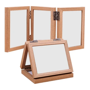 

Retro Hinged Triple Photo Frames Wooden for Tabletop Wedding Unique Gifts Motherx 4x6in
