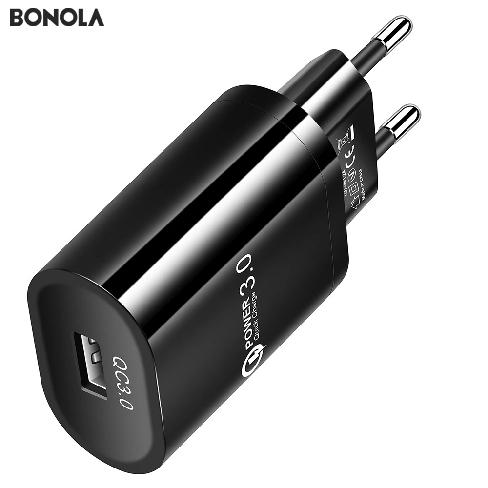 Bonola 18 Вт Quick Charge 3,0 EU Plug адаптер 3.1A USB быстрое зарядное устройство QC3.0 зарядное устройство для мобильного телефона зарядное устройство для samsung/Apple