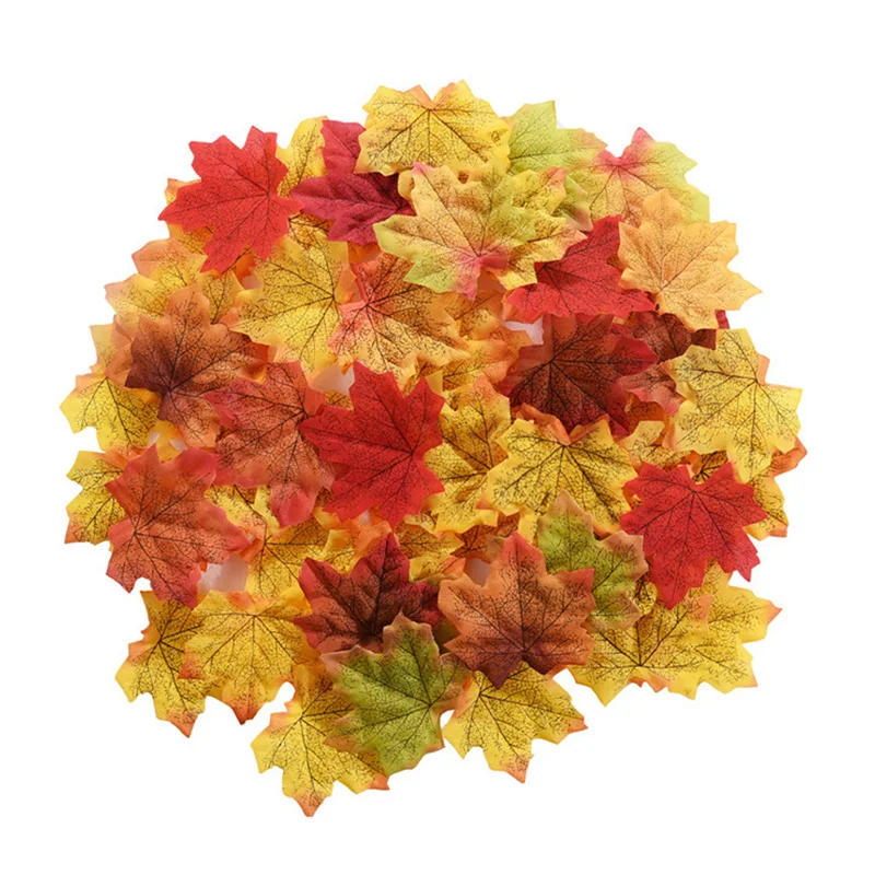 50 pcs 50 100 шт. кленовый лист искусственные листья декоративные кленовые листья подходят для украшения дома, свадьбы - Цвет: 50 pcs