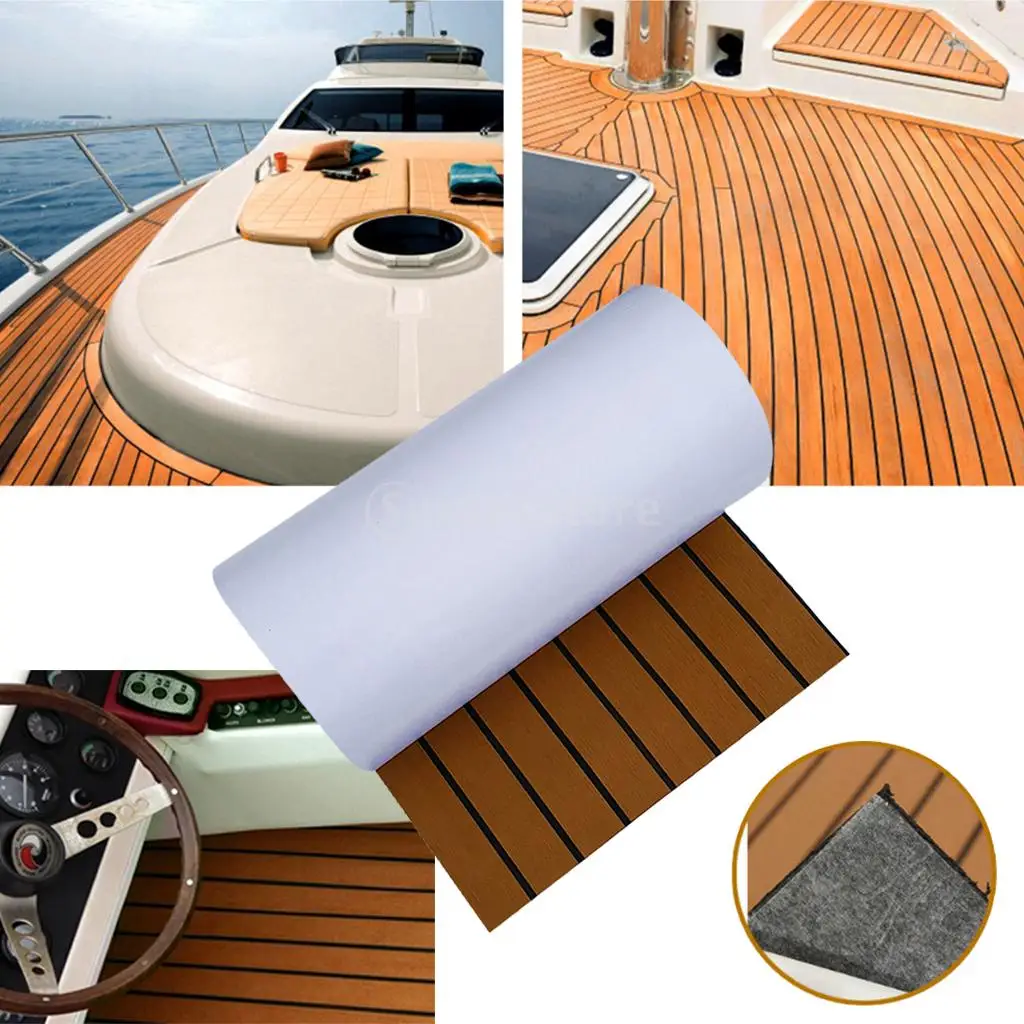 94.5x18 inch EVA Yacht Non-slip Flooring Pad Kayak Artificial Teak Decking Sheet Great Decoration for Boat 