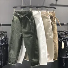 Джинсы для женщин в стиле бойфренд полная длина шаровары хлопок светильник на молнии Fly кнопка пояса Карманы Свободные средняя талия