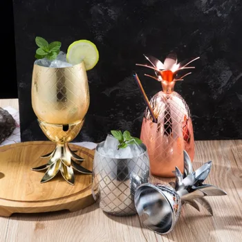 

550ML Creative Stainless Steel Pineapple Cocktail Cup Portable Pineapple Cocktail Mug Bar Party Mixing Wine Cup Bar Accessories