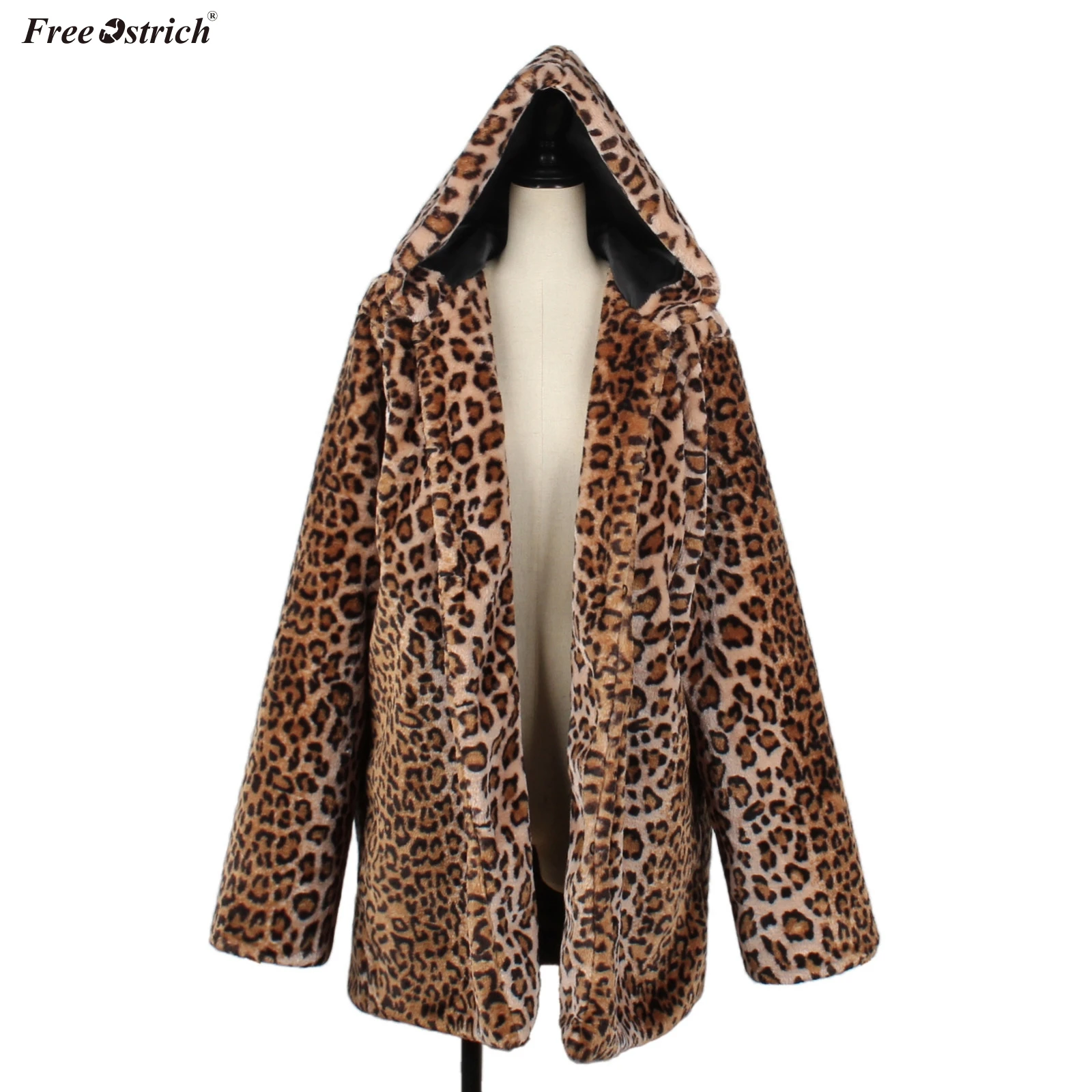 Женское флисовое Пальто Free Ostrich зимняя куртка 3XL теплая флисовая с капюшоном и