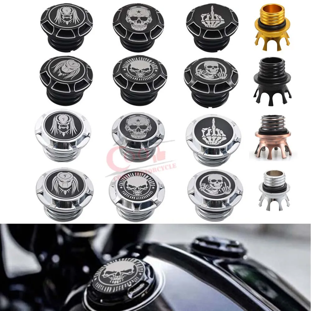 REBACKER Motorcycle CNC Aluminum Fuel Gas Tank Vented Decorative Oil Cap For Harley Touring Road King Softail Dyna Sportster XL 1200 883 