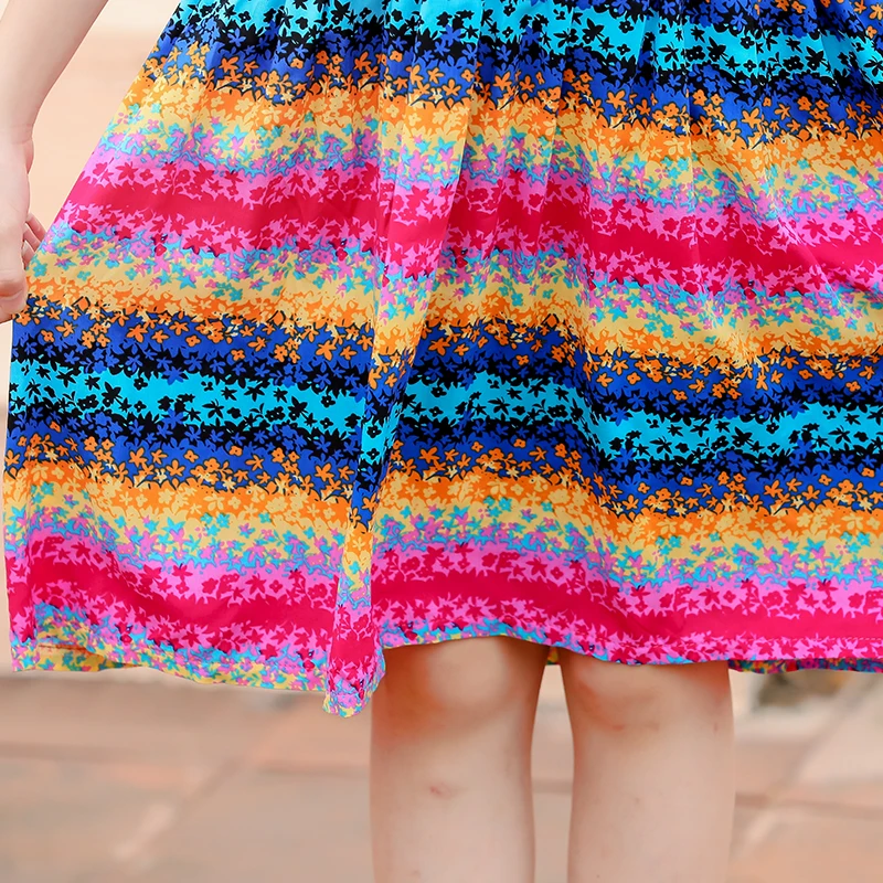 Summer Children Dresses Bohemian Style Beach Dresses for Girls Flower Print Toddler Girl 2-11T Kids Long girls dress